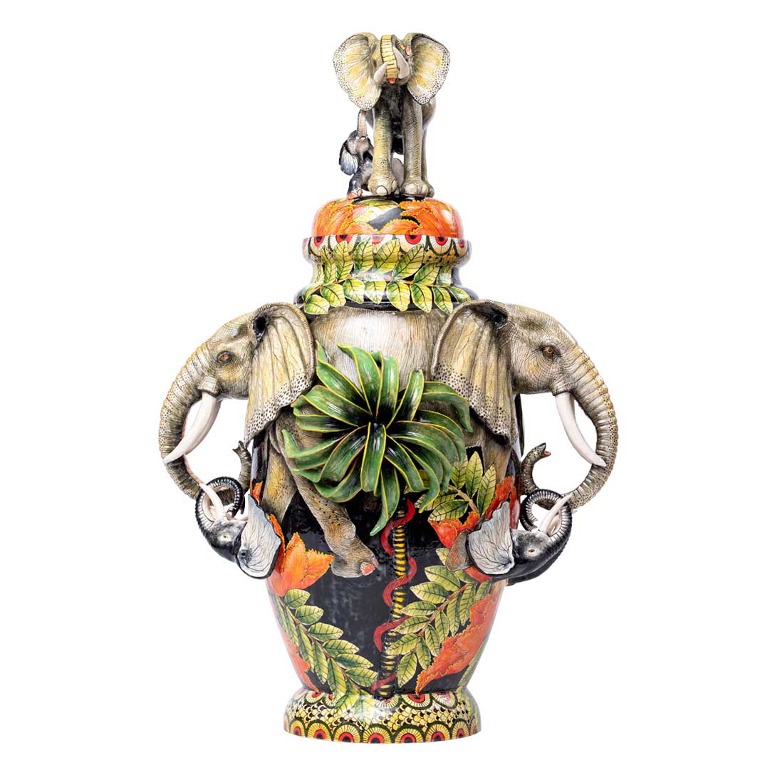 Elephants in the forest urn