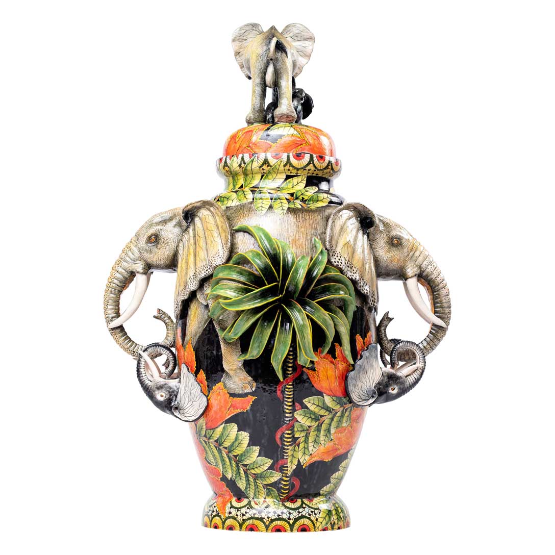 Elephants in the forest urn