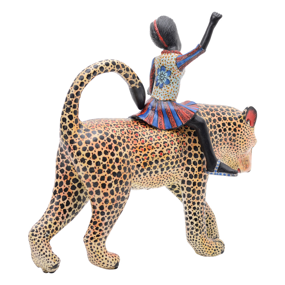 Leopard rider sculpture