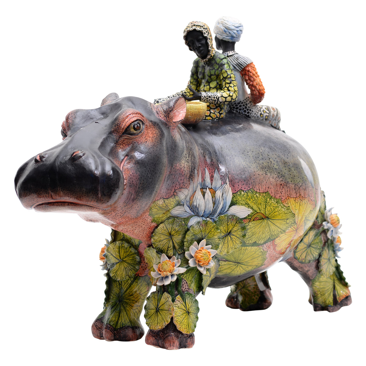Lilies and Hippo Rider