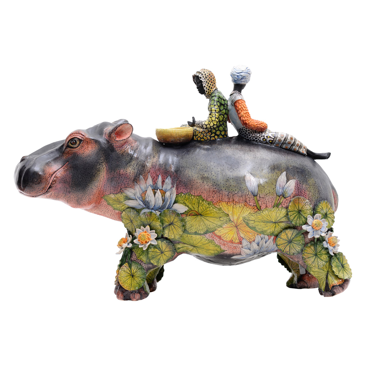 Lilies and Hippo Rider