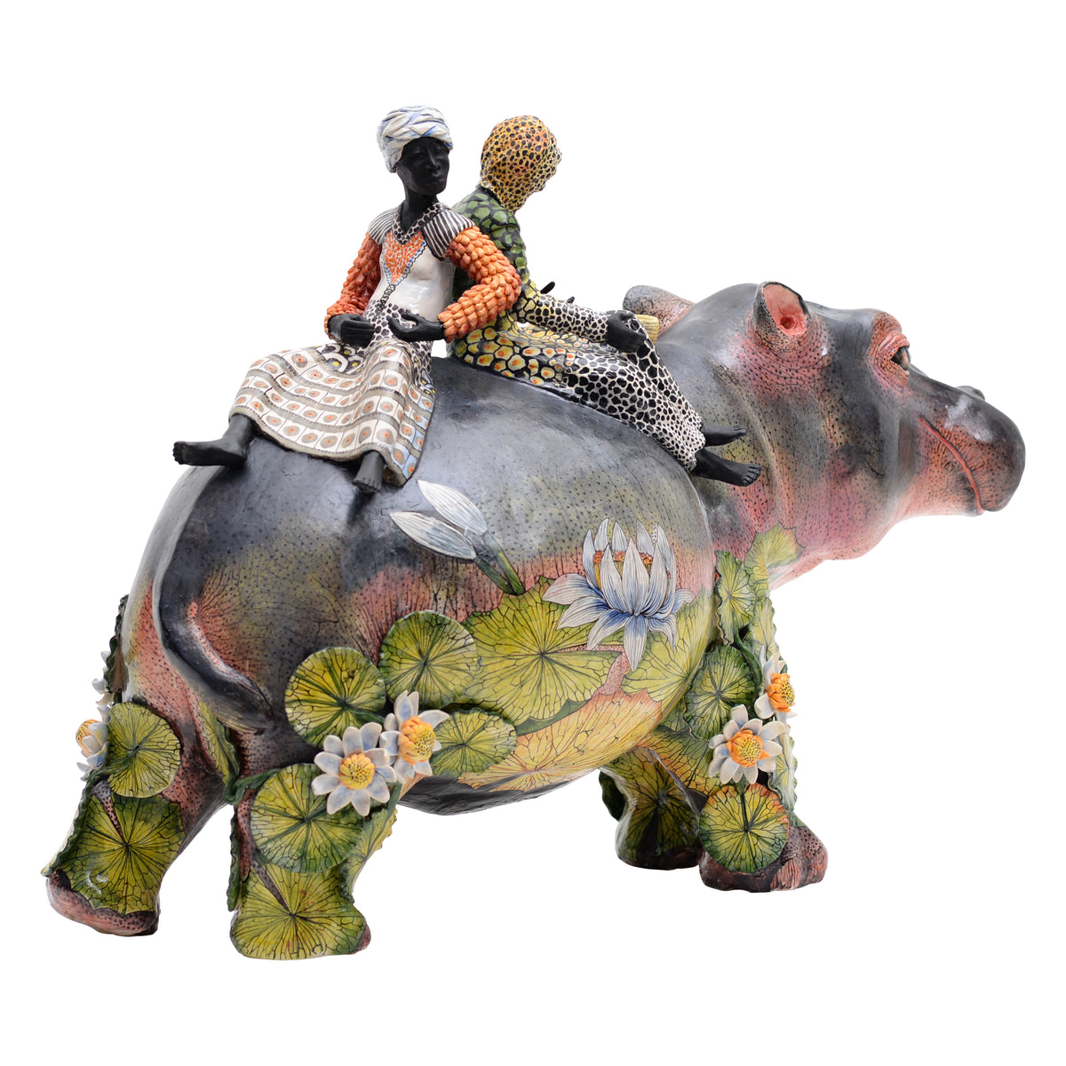 Lilies and Hippo Rider