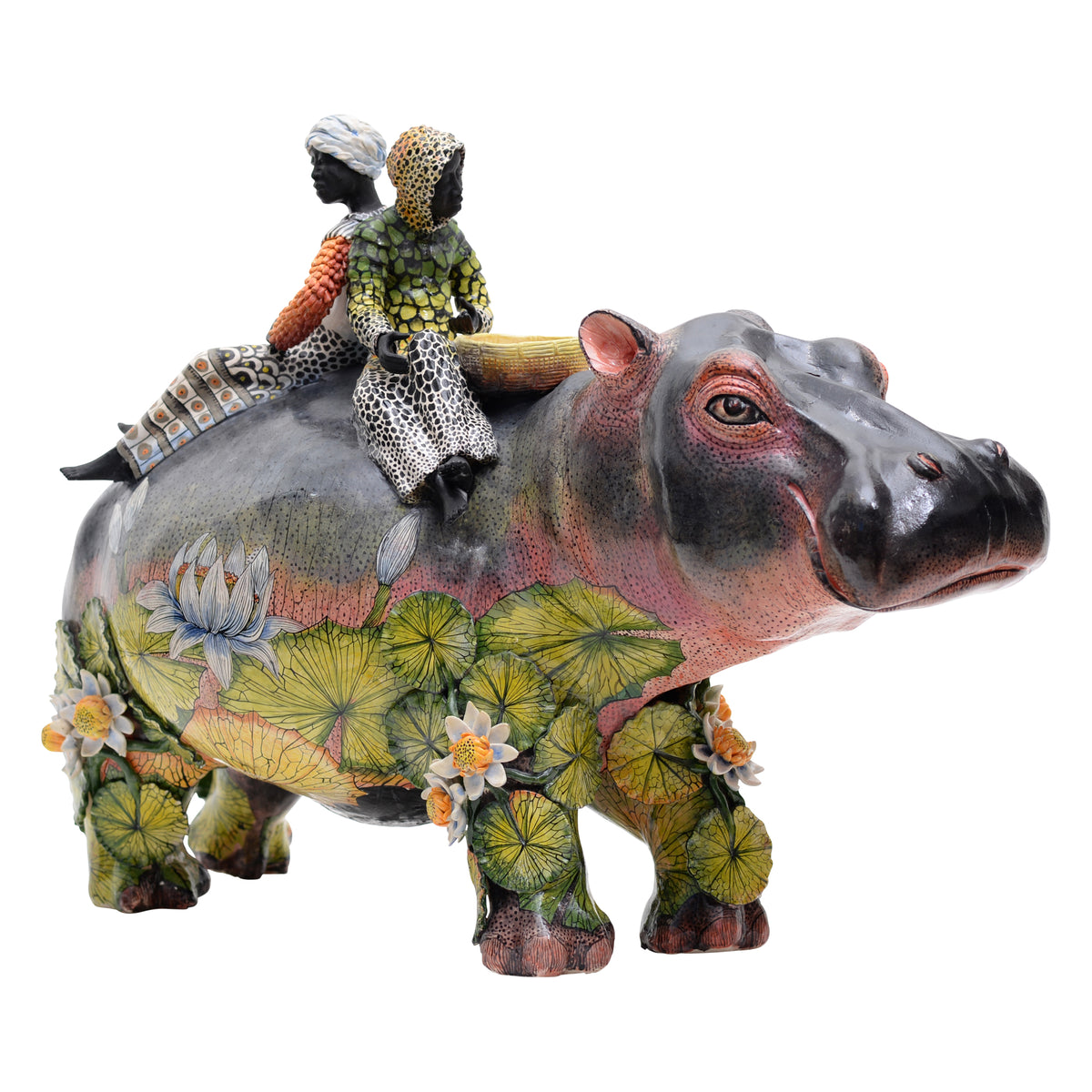 Lilies and Hippo Rider