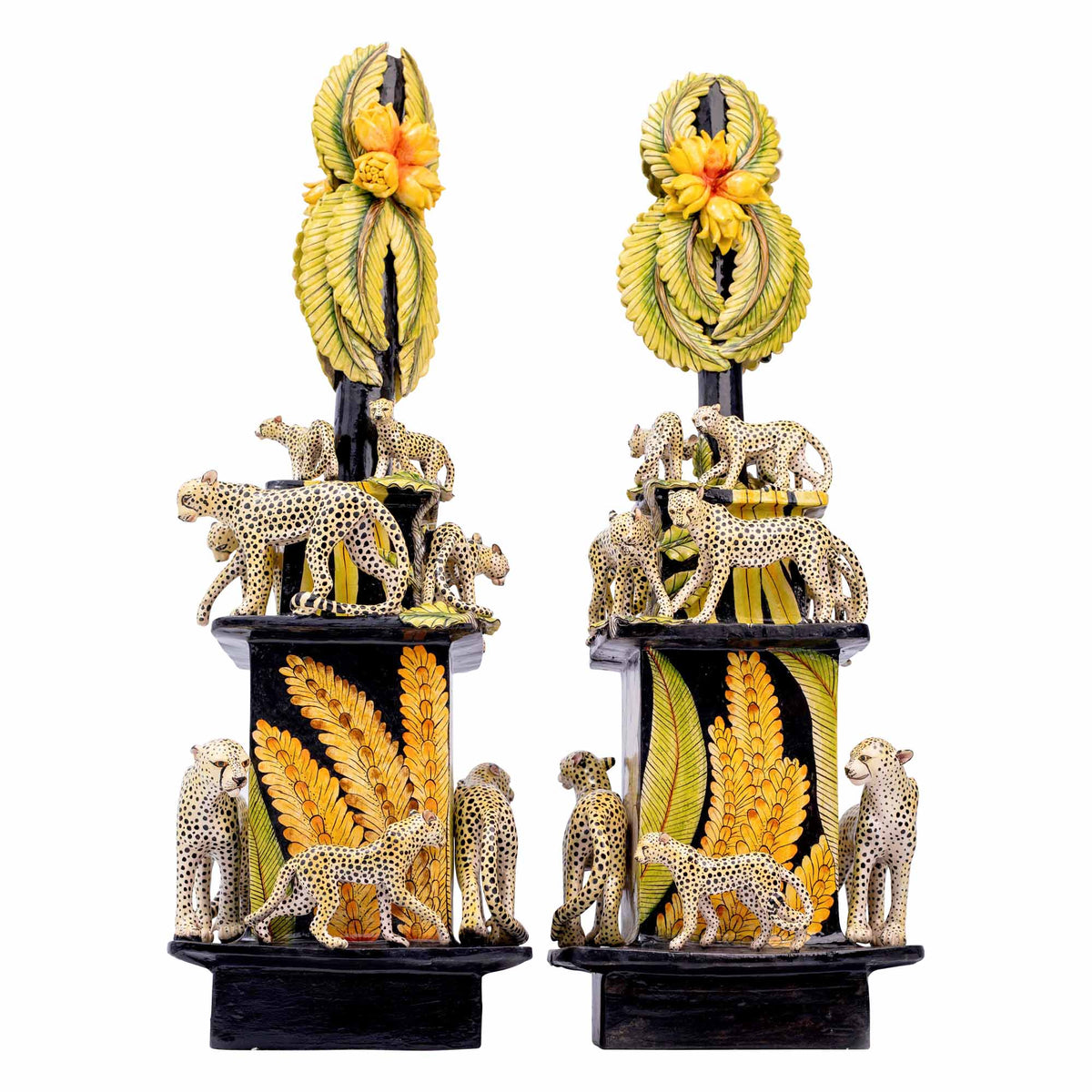 Pair Of Leopard Candlesticks