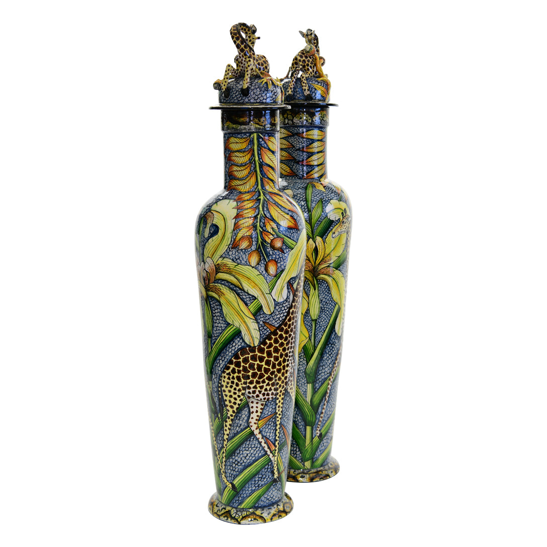 Giraffe vases pair