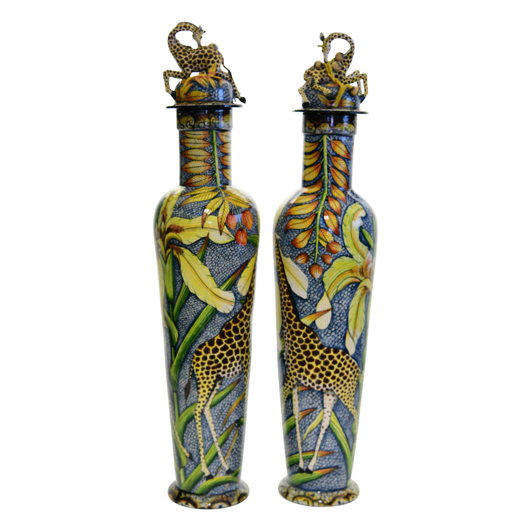 Giraffe vases pair