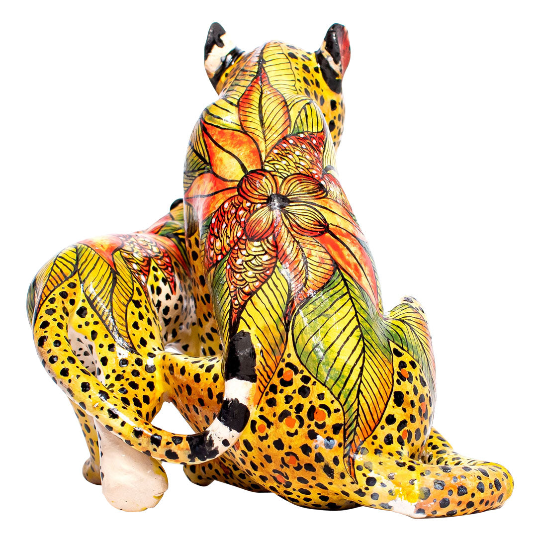 Leopard with cub sculpture