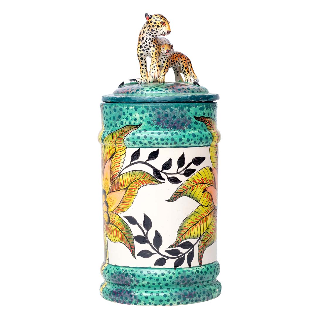 Leopard cookie jar MISSING LID