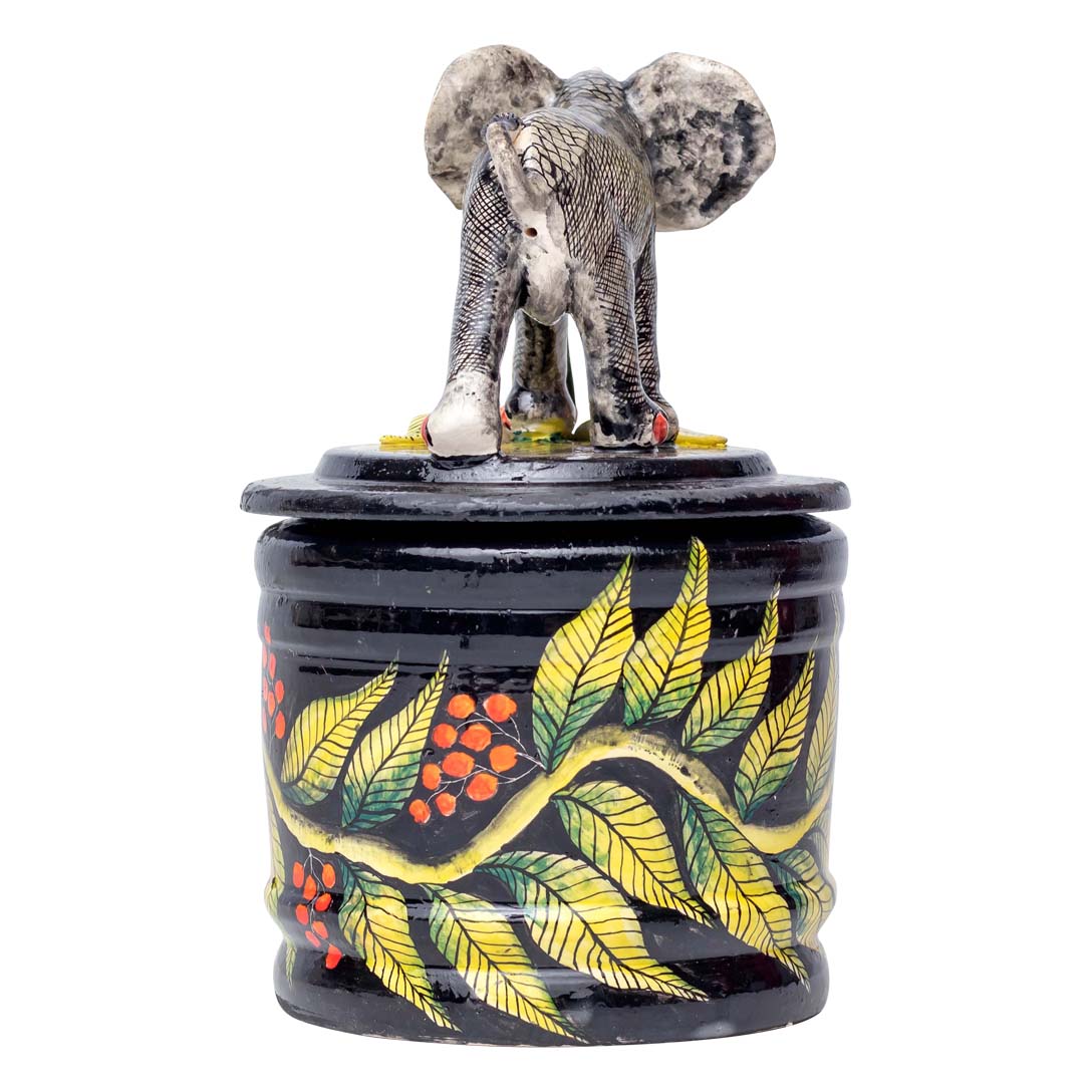 Elephant & berry bush cookie jar