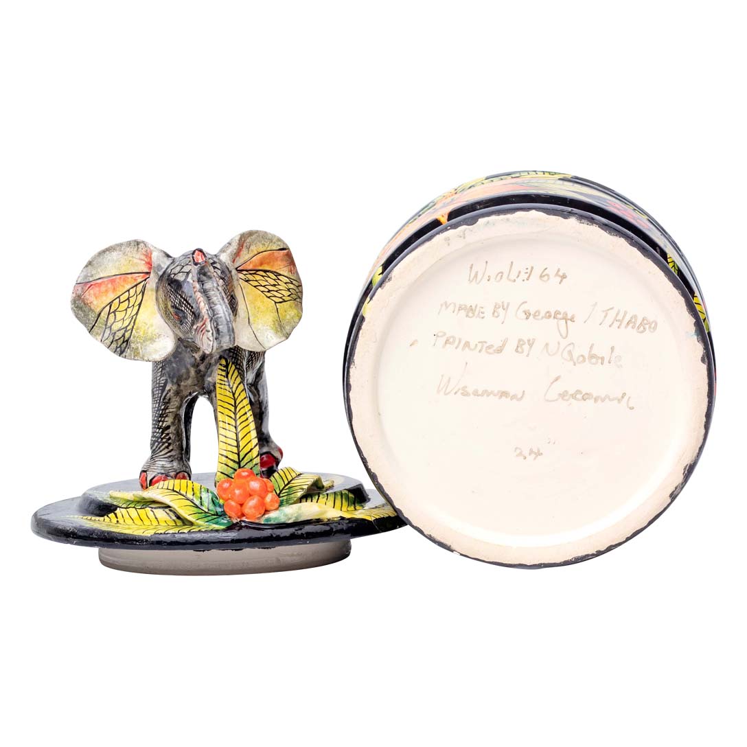 Elephant & berry bush cookie jar
