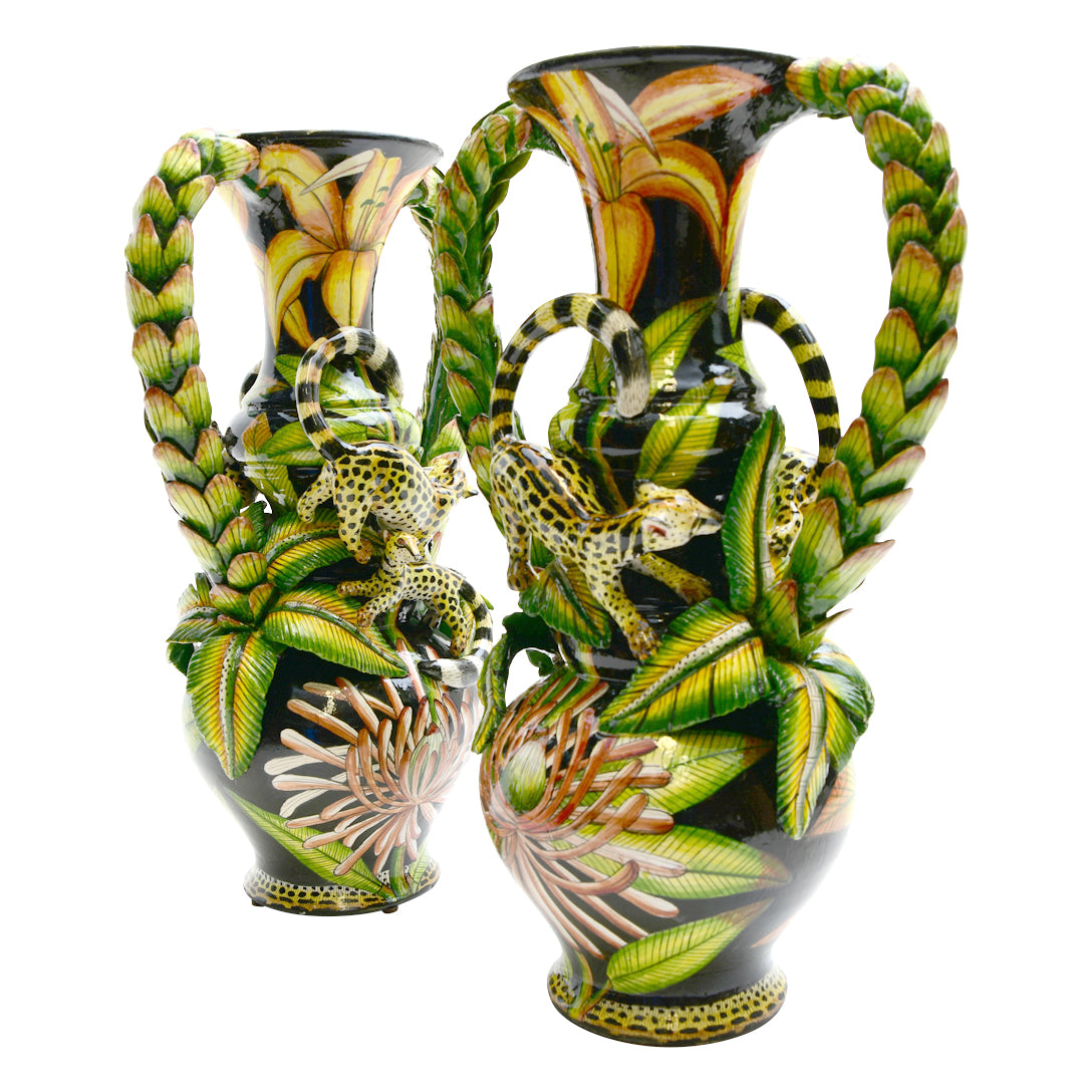 Pair of genet cat lamps