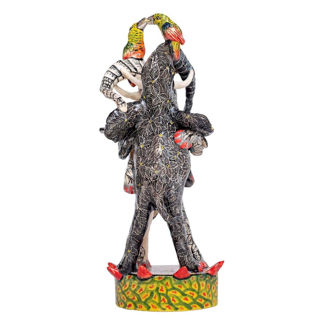 Elephants & birds sculpture