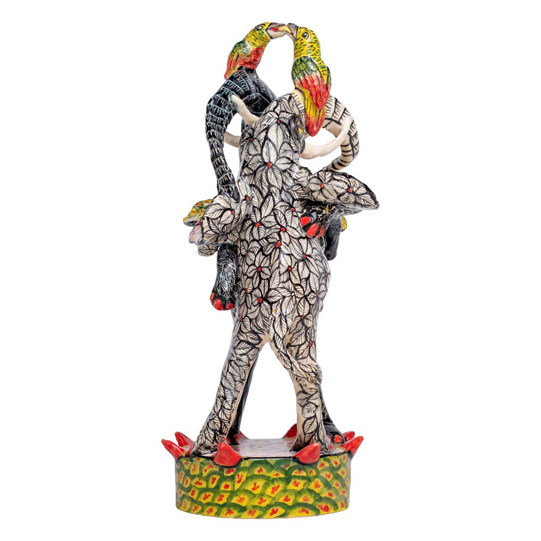 Elephants & birds sculpture