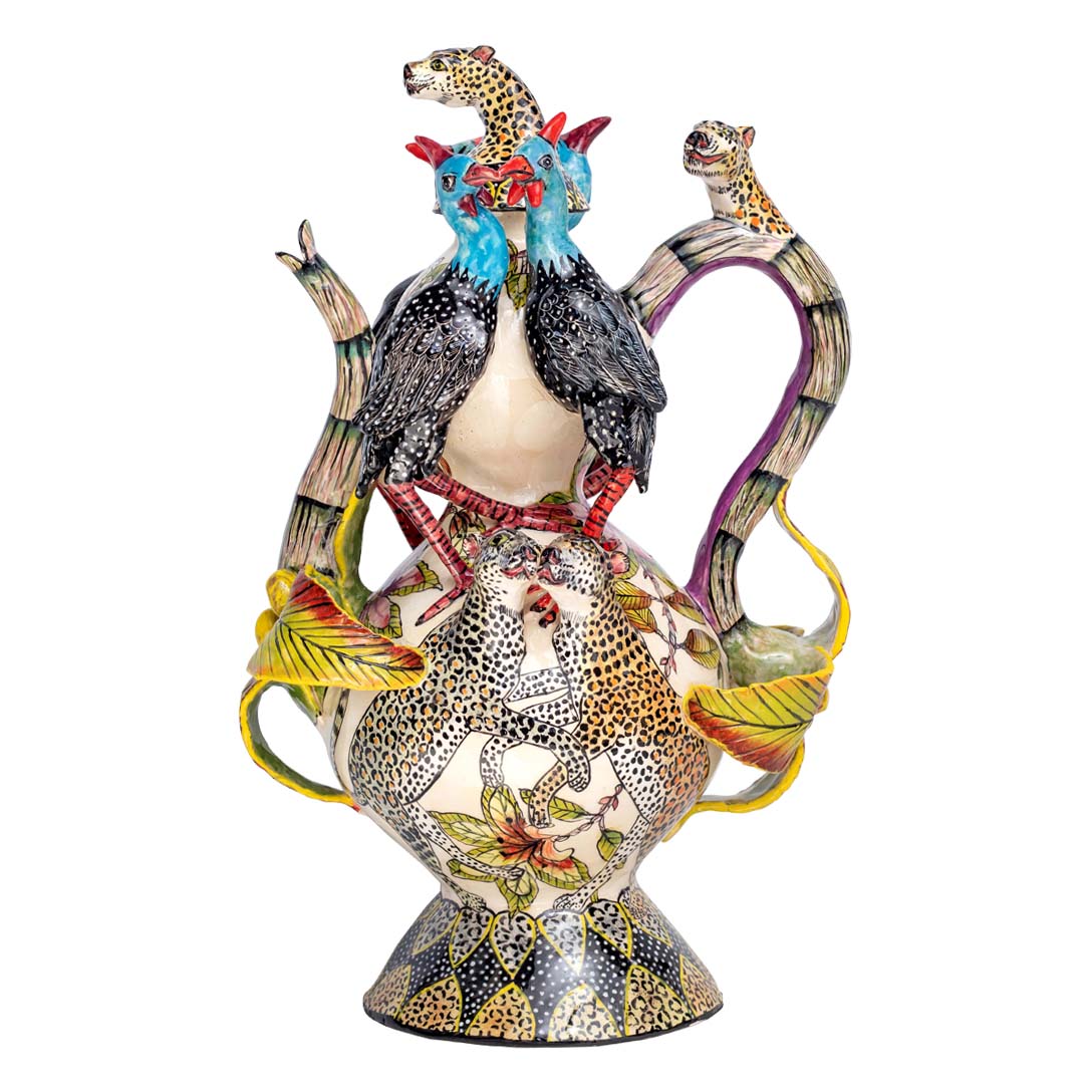 Guineafowls & leopards teapot