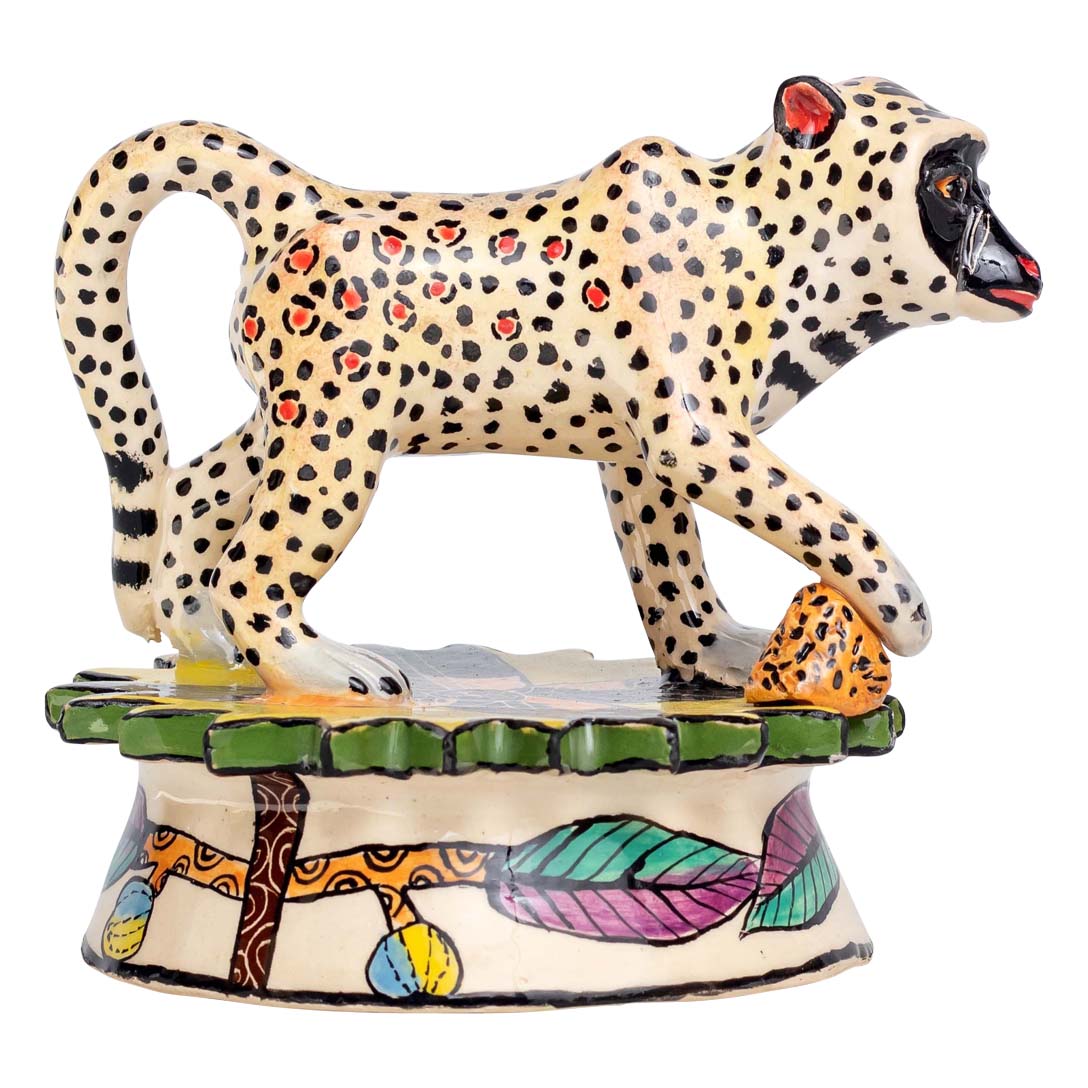 Monkey leopard skin sculpture