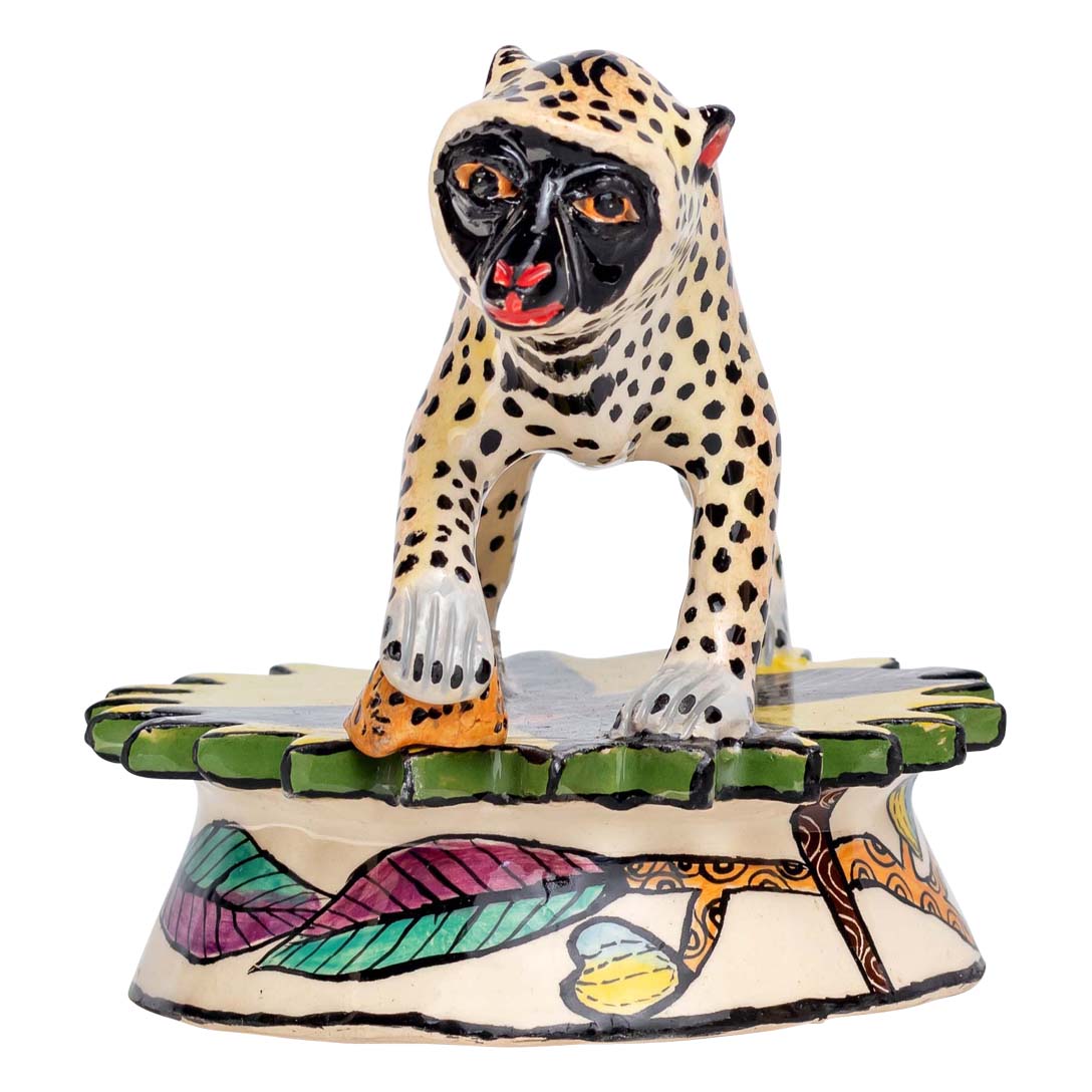 Monkey leopard skin sculpture