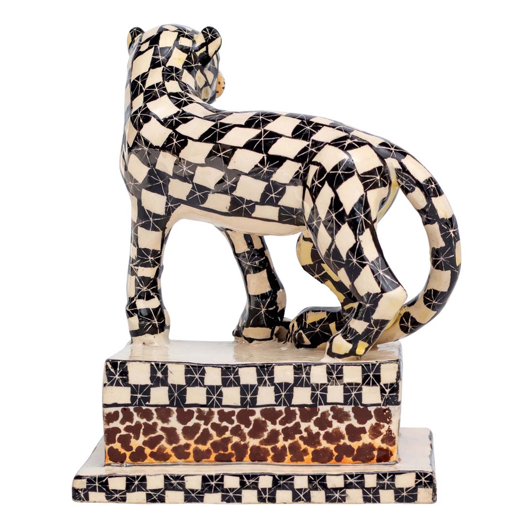 Black & white skin designed monkey sculpture