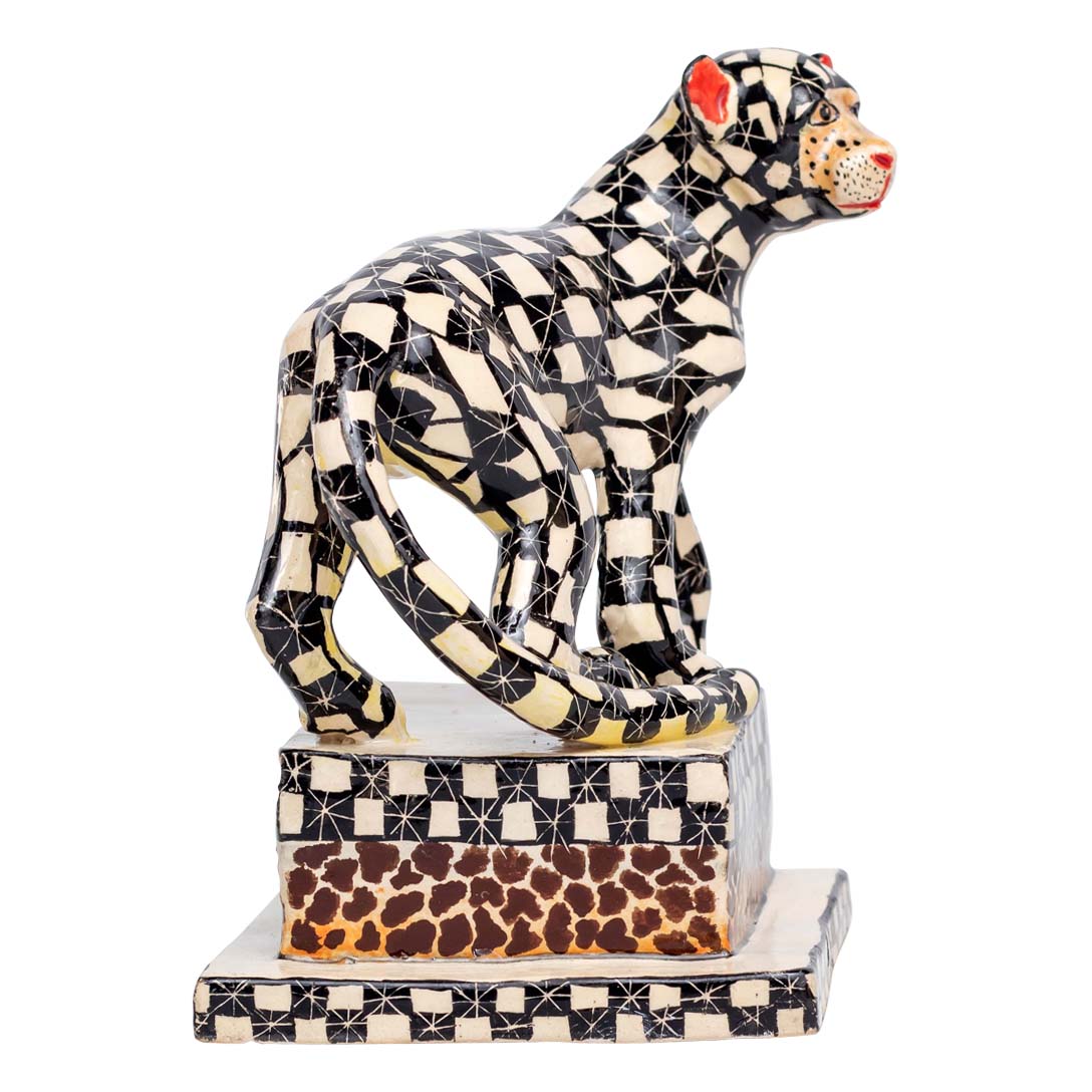 Black & white skin designed monkey sculpture