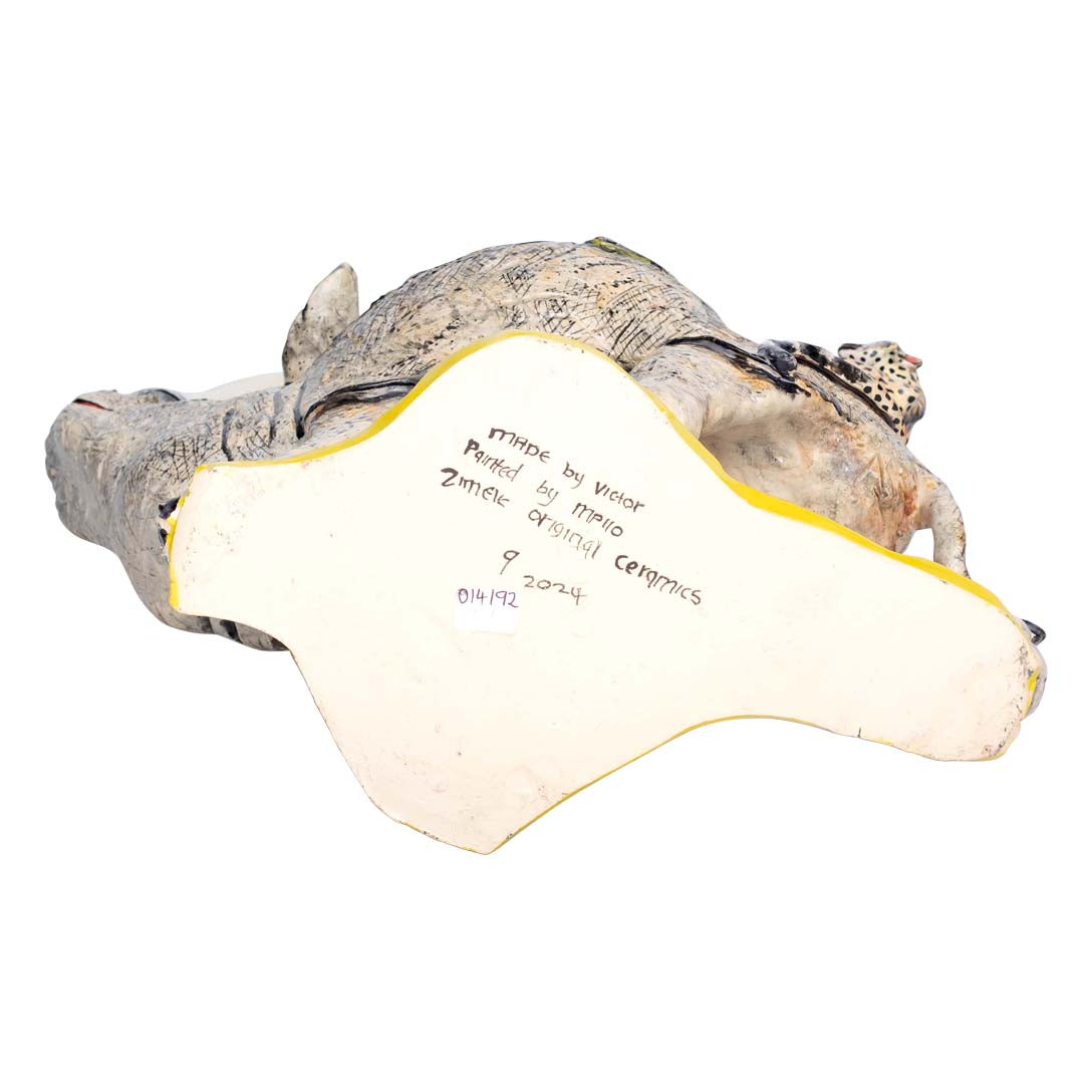 Rhino, playful monkey & guineafowls peanut bowl