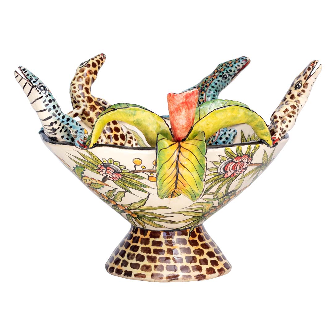 Lizards & flower bowl