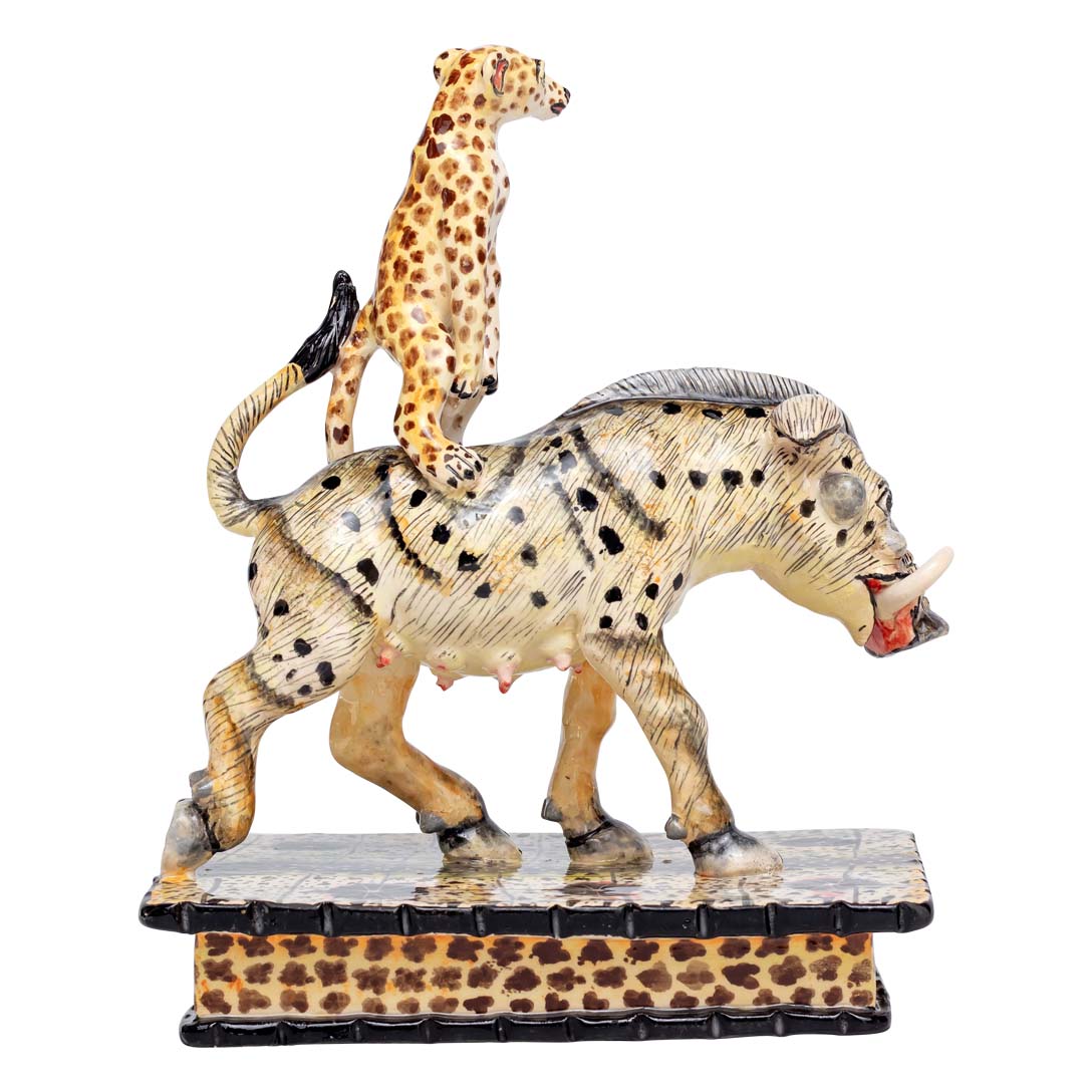 Warthog & mongoose rider sculpture