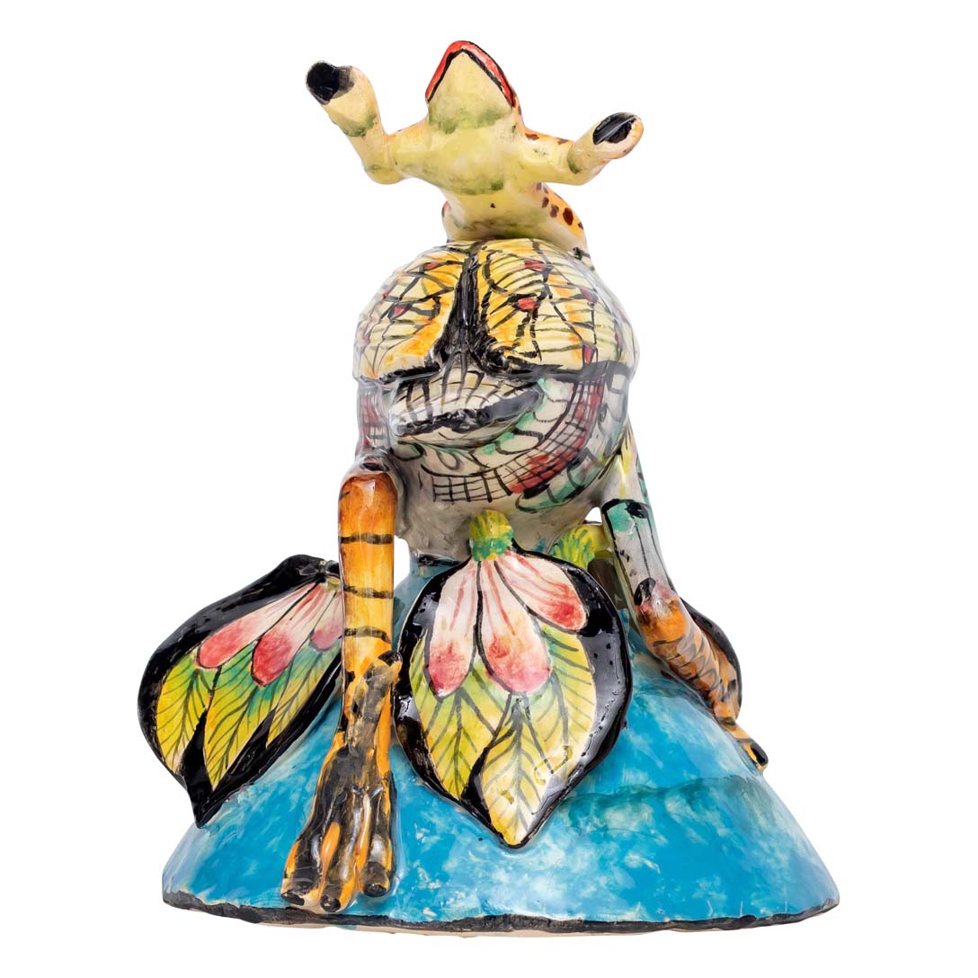 Water bird frog rider sculpture