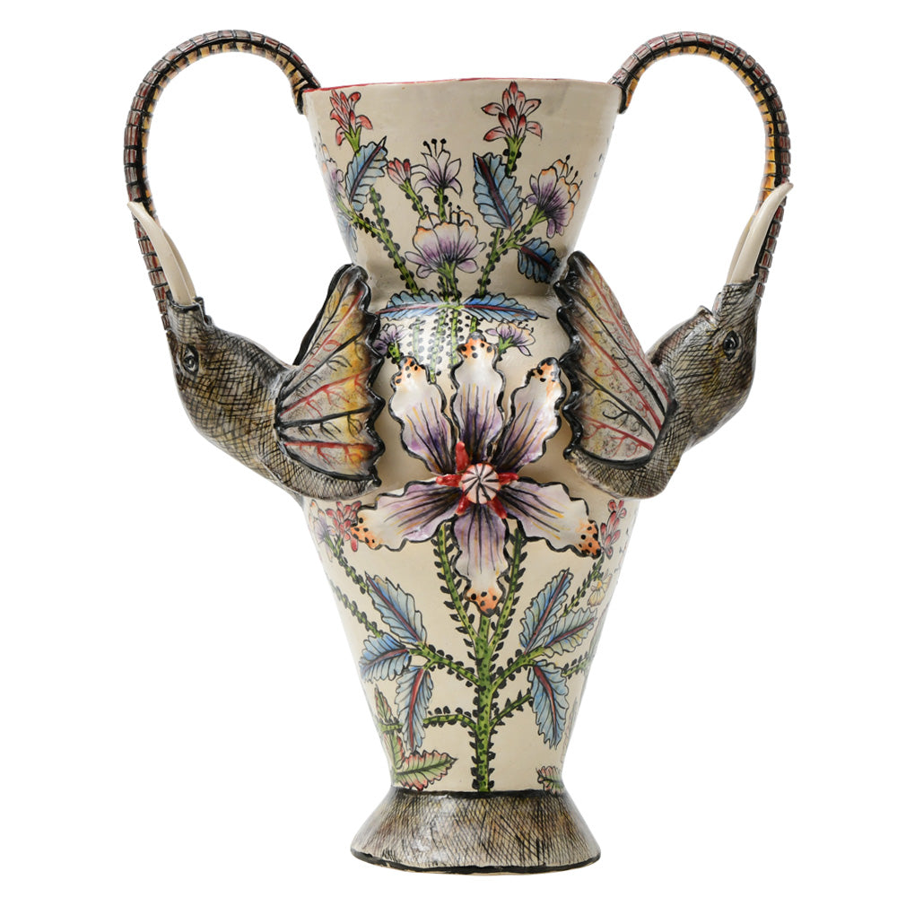 Elephant handle vase