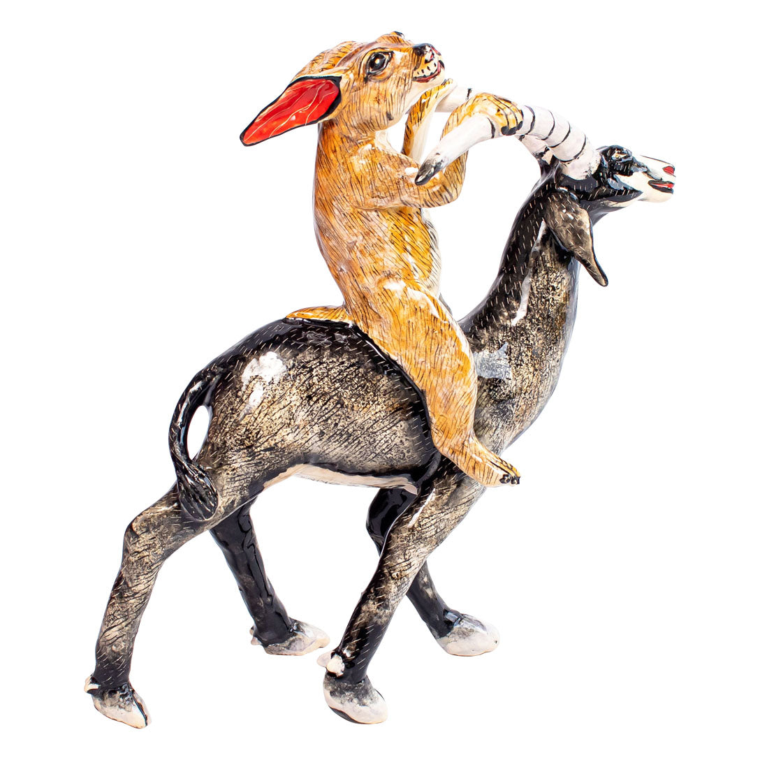 Sable rabbit rider sculpture