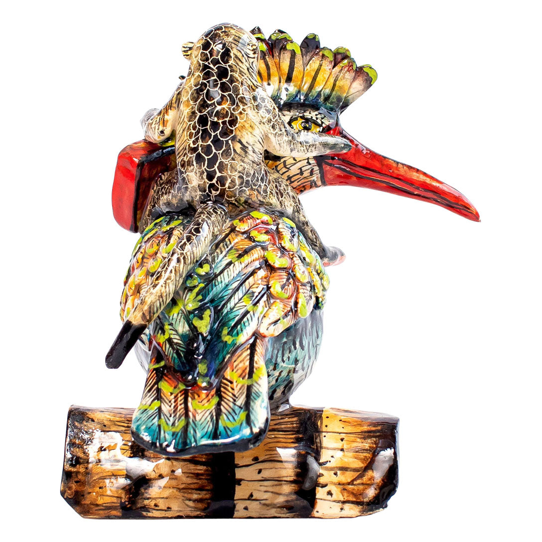Kingfisher monkey rider sculpture
