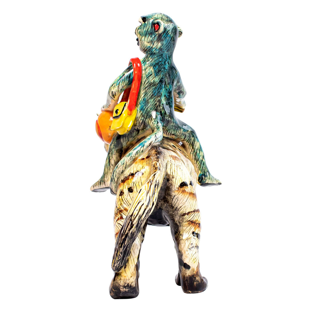 Hyena & monkey rider sculpture