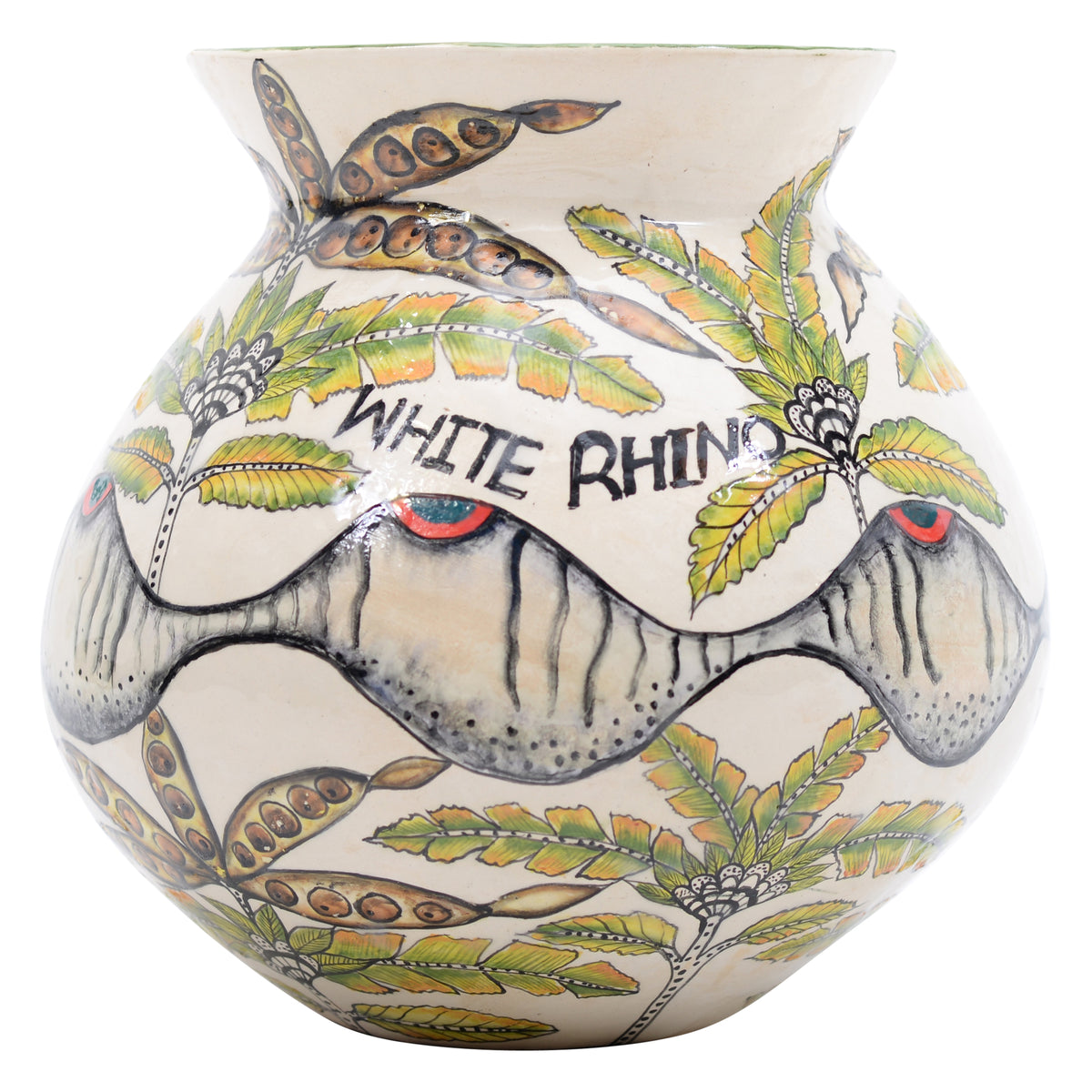 White rhino flower vase