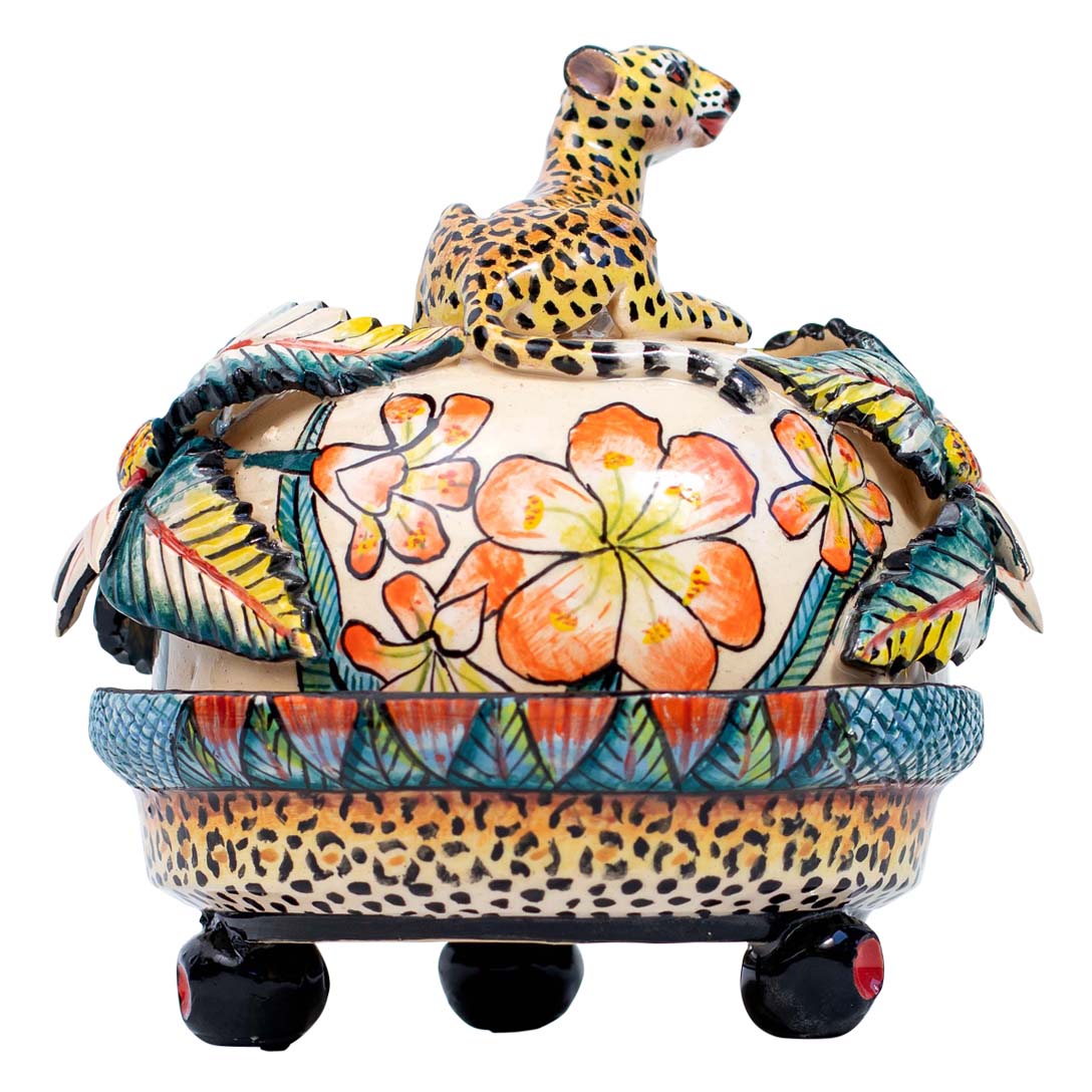 Cheetah butter dish