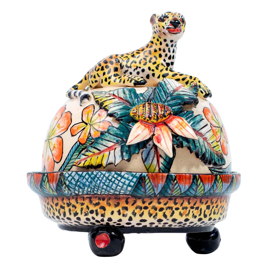 Cheetah butter dish