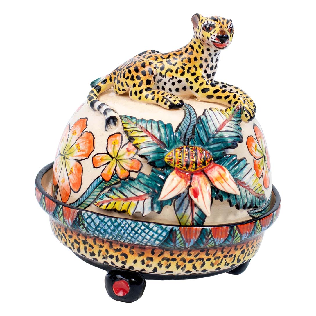 Cheetah butter dish