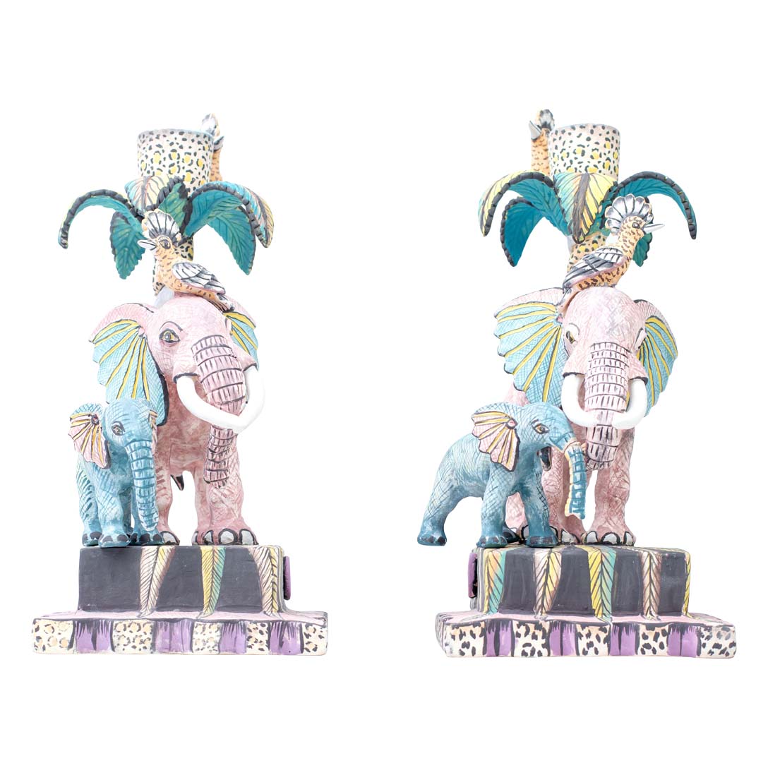 Pair of elephant candlesticks