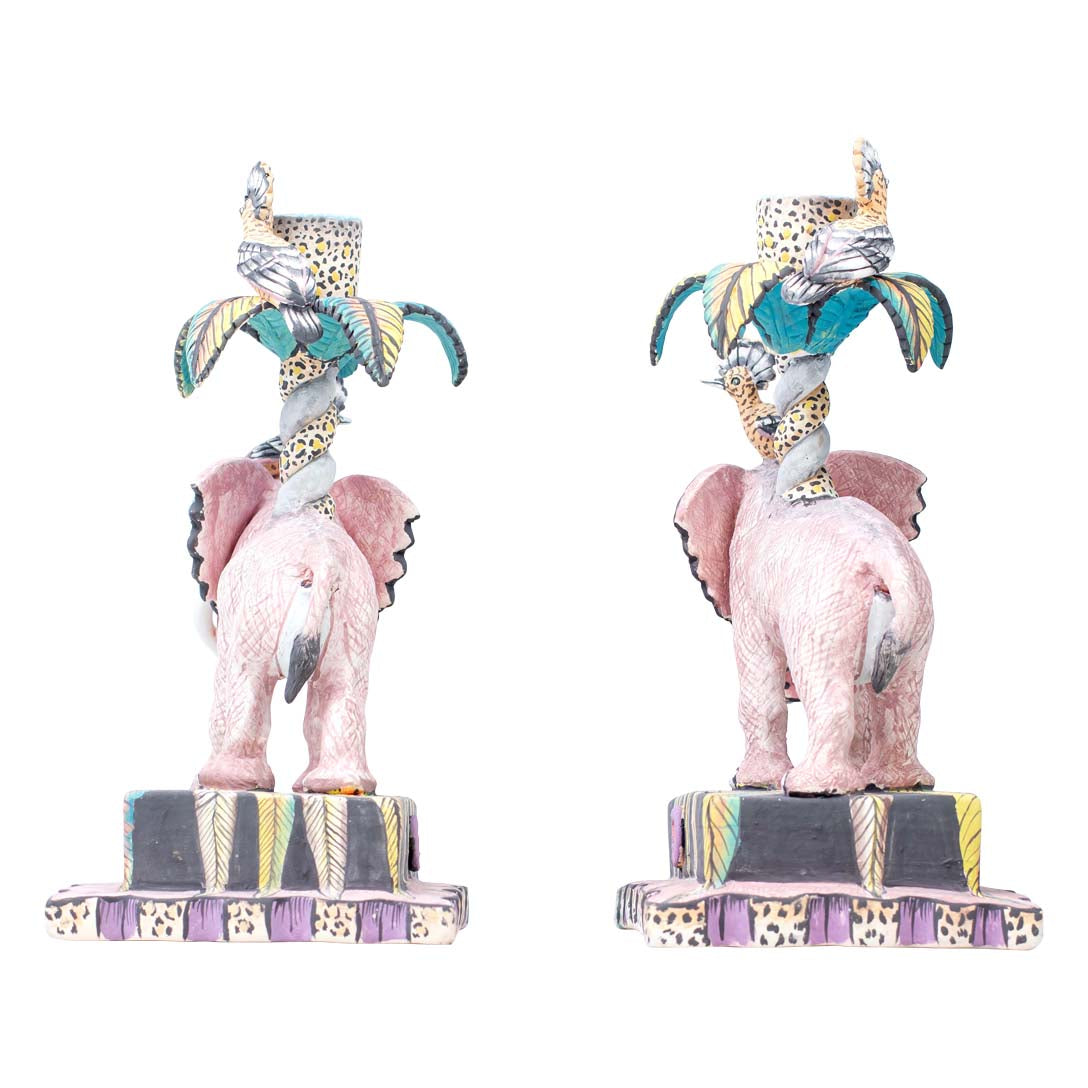 Pair of elephant candlesticks