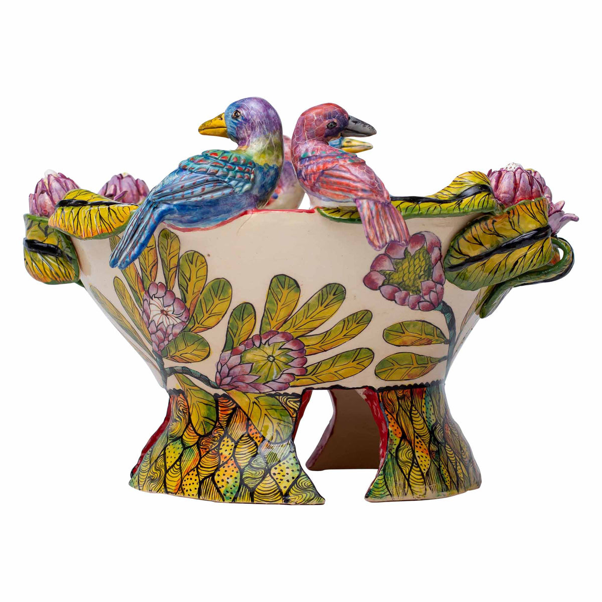 Starlings & proteas bowl