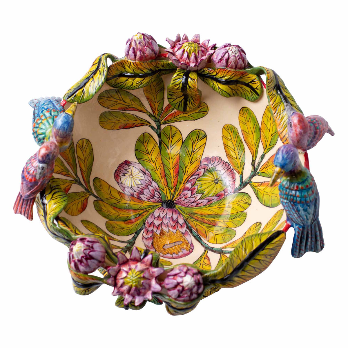 Starlings & proteas bowl