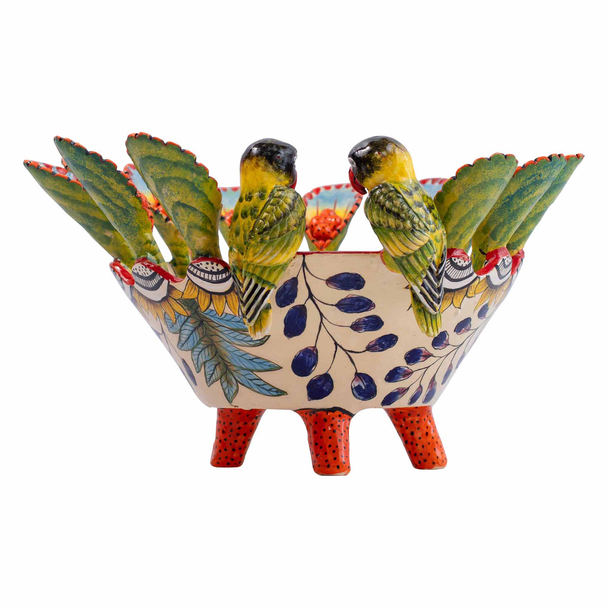 Yellow lovebirds orange bowl