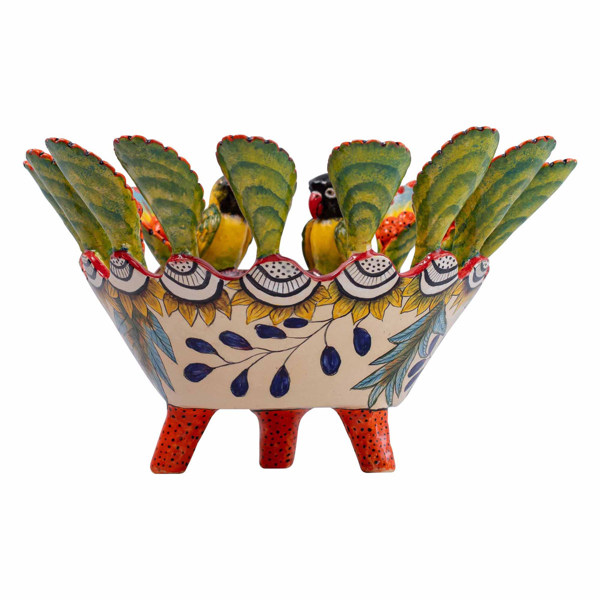 Yellow lovebirds orange bowl