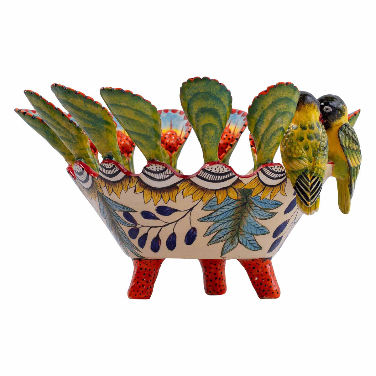 Yellow lovebirds orange bowl