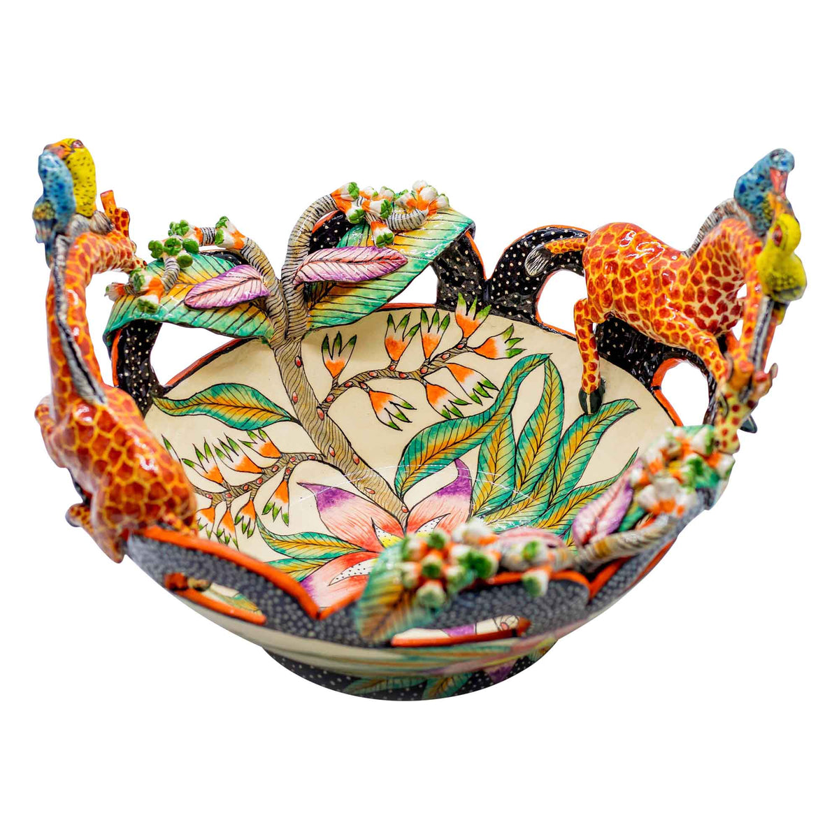 Giraffes & birds & flowers bowl