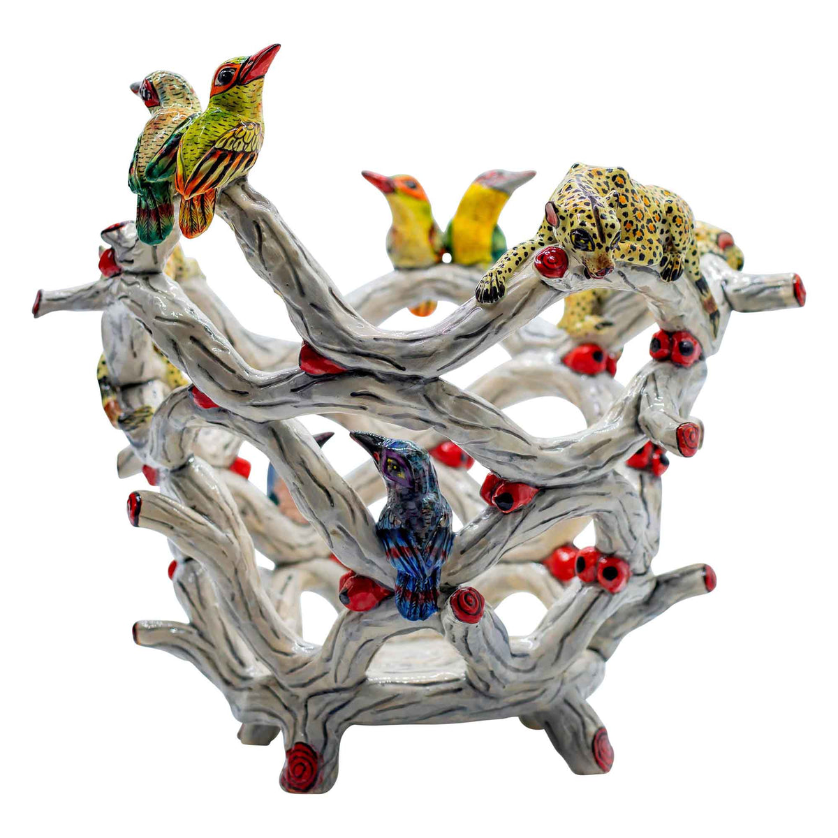 Sunbirds & proteas black basket bowl