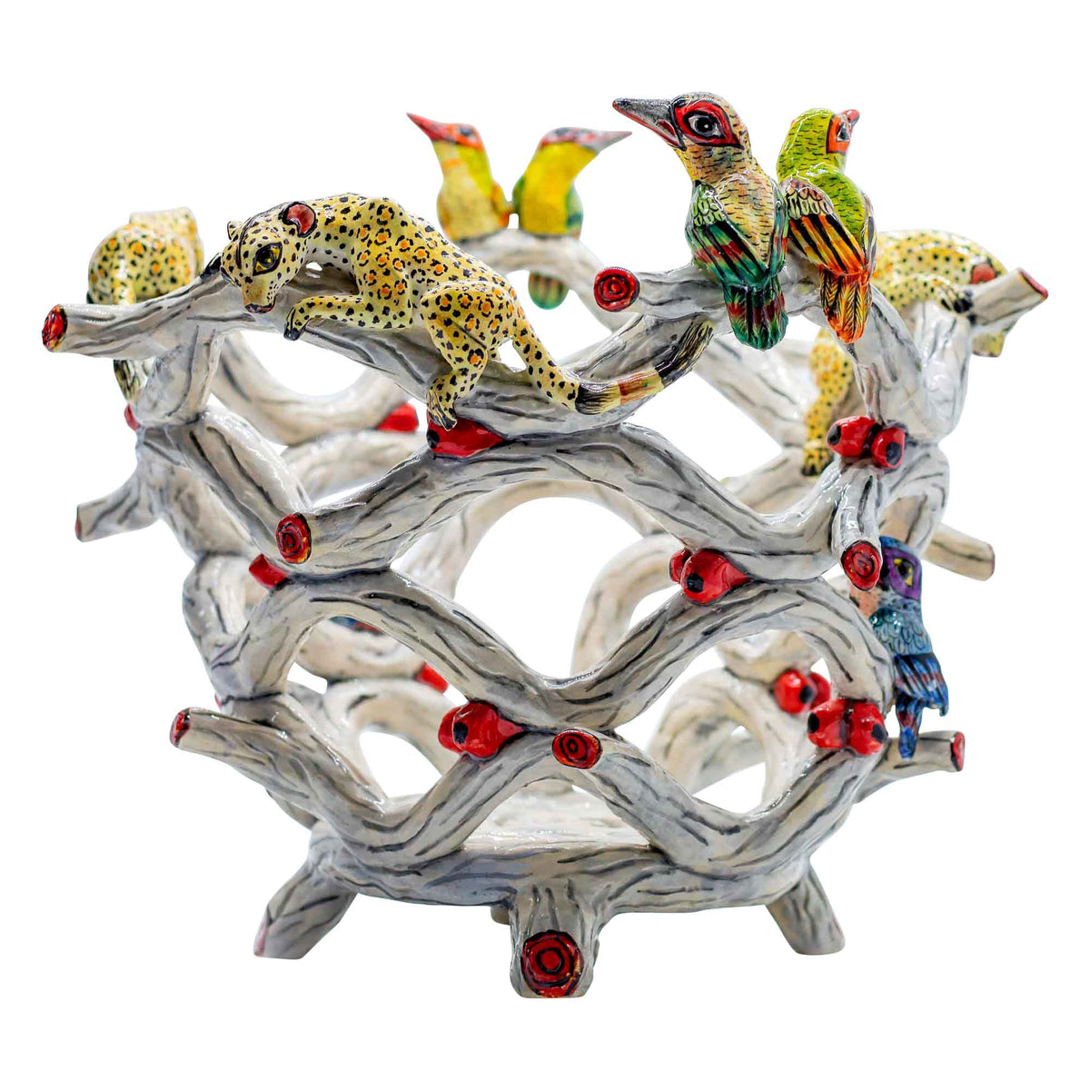 Sunbirds & proteas black basket bowl