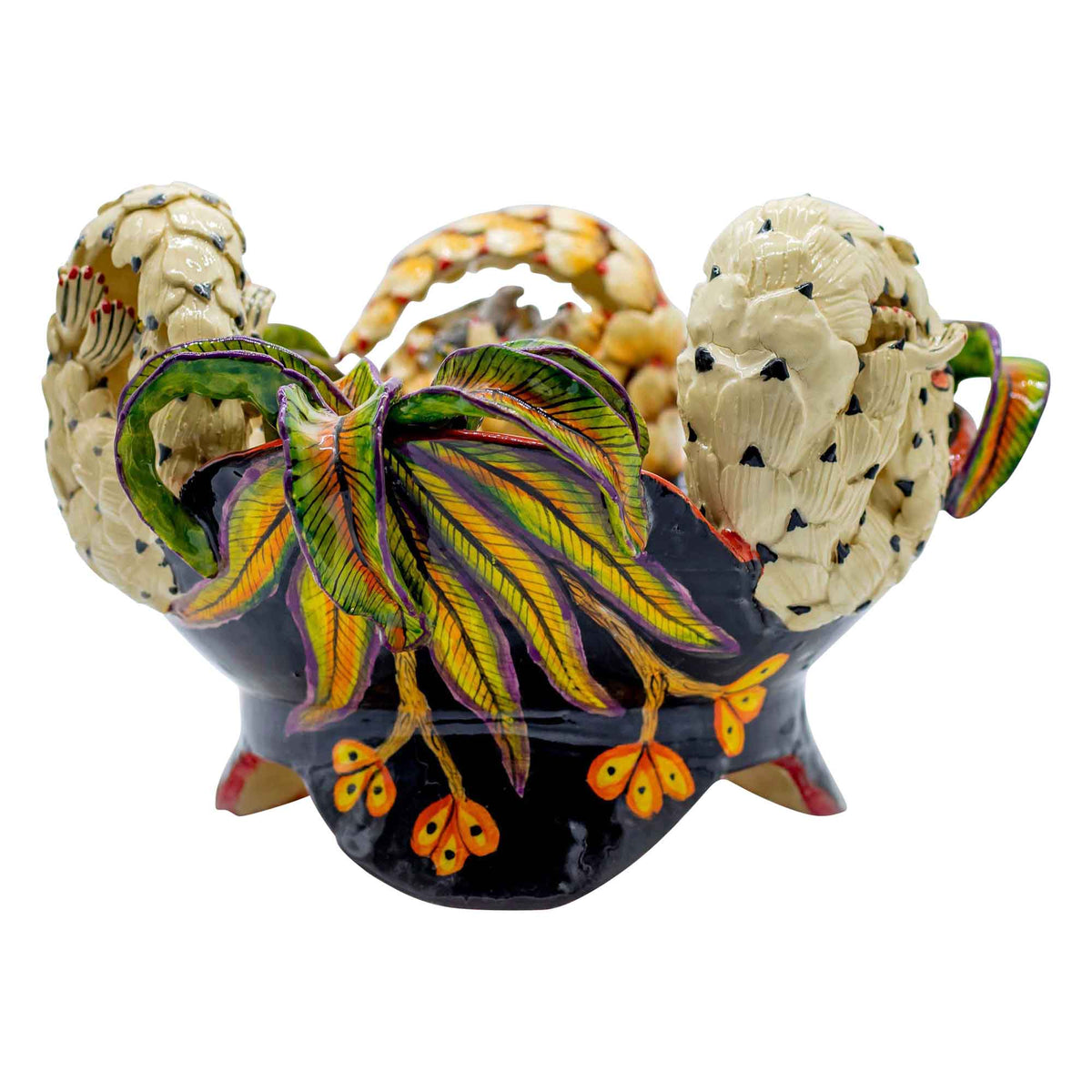 Pangolins & flowers black bowl