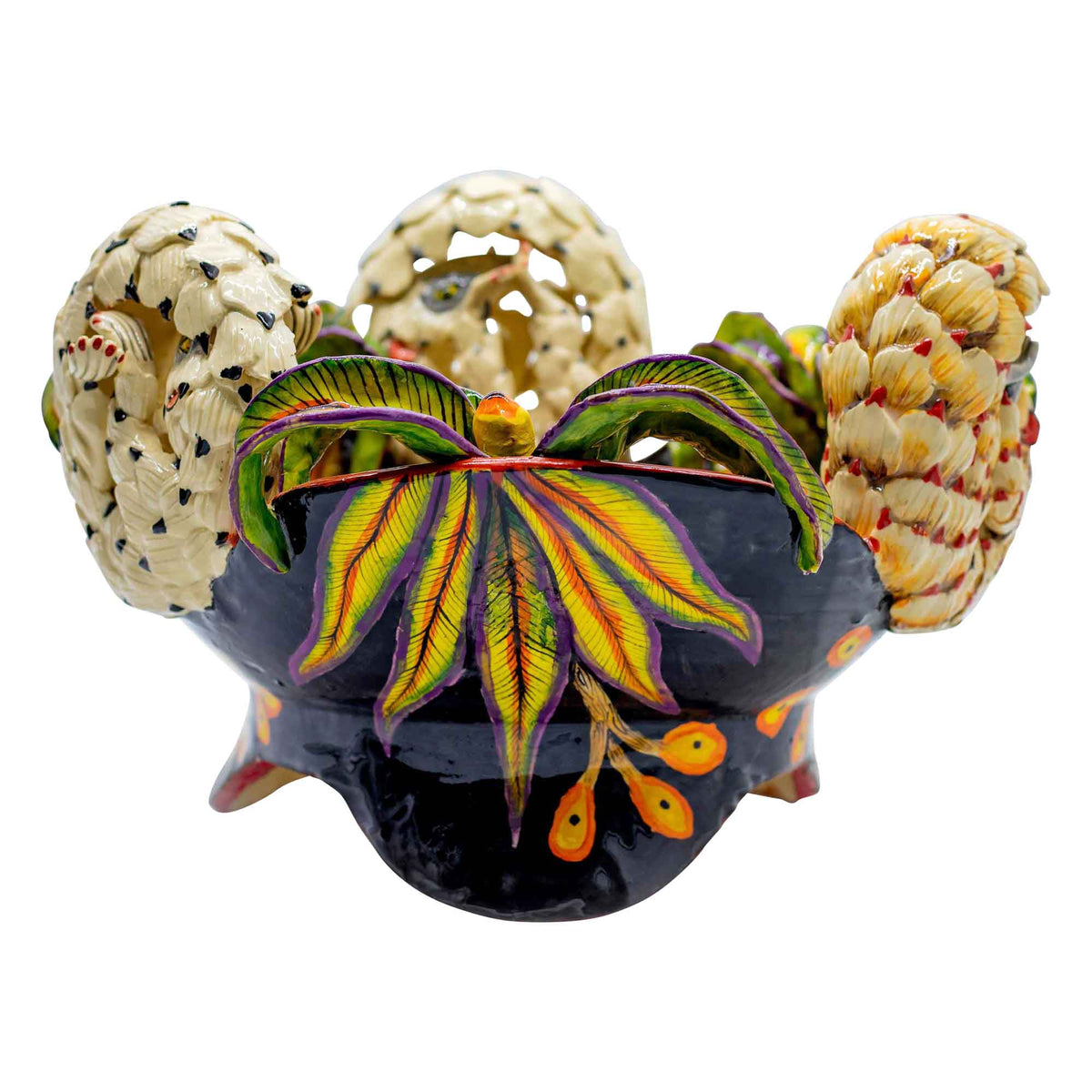 Pangolins & flowers black bowl