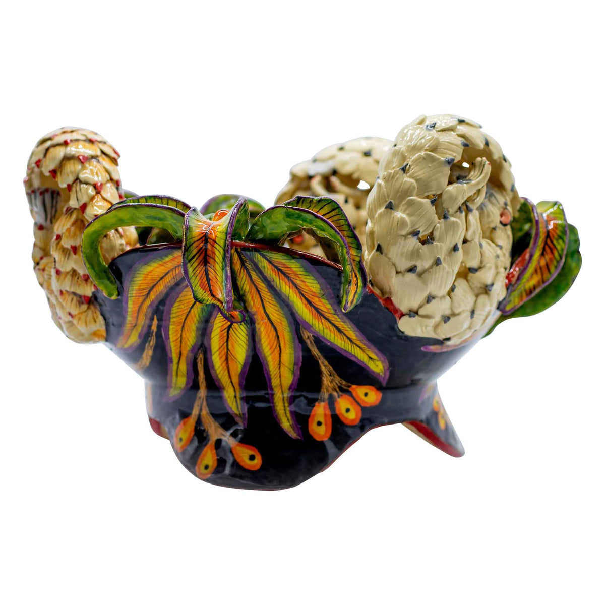 Pangolins & flowers black bowl