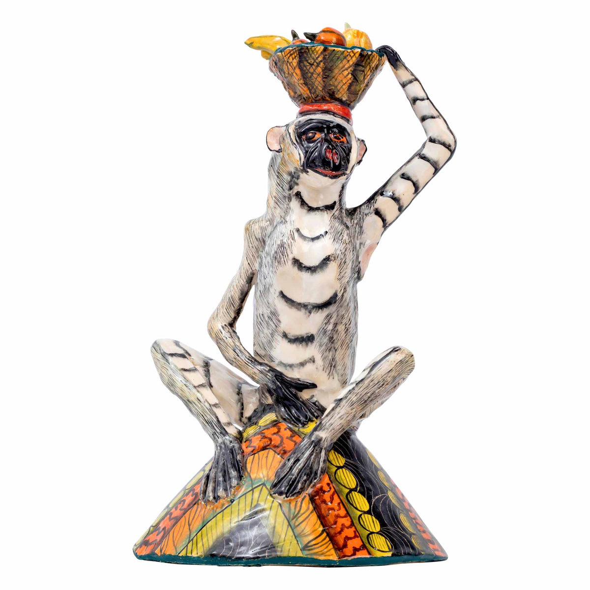 Monkey Fruit Basket Sculpture