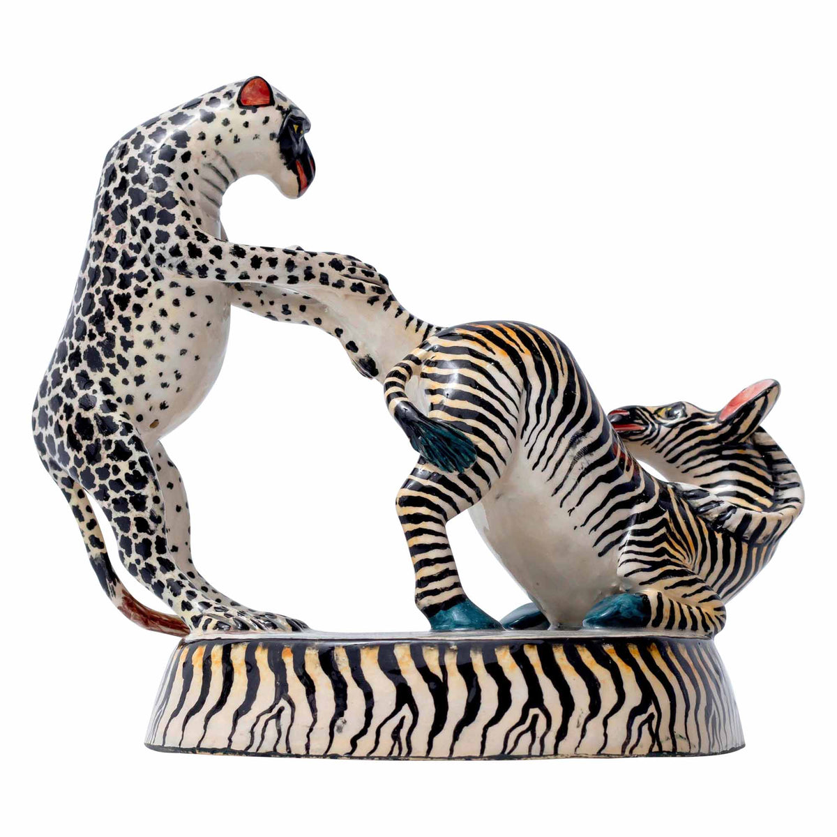 Cheetah & Monkey with Zebra Skn Sculpture