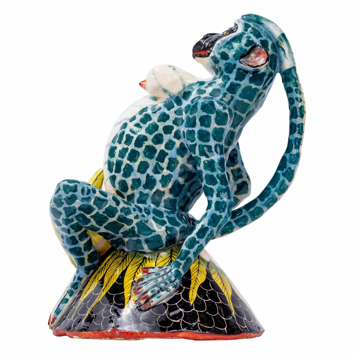Female Monkey With Fruit Sculpture